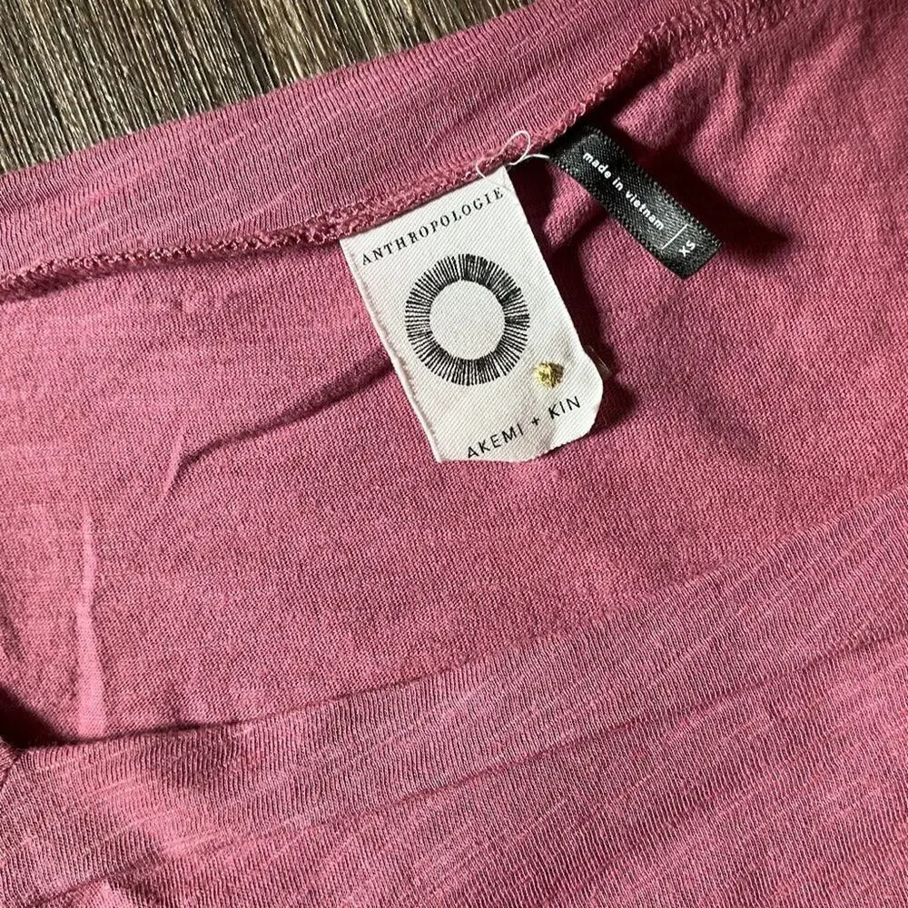 Akemi + Kin Anthropologie Berry Pink Square Neck T-Shirt Blouse XS